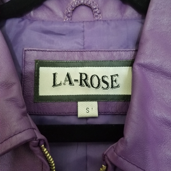 Vintage LA-ROSE Purple Leather Zip Up Jacket Size Small - Picture 10 of 16
